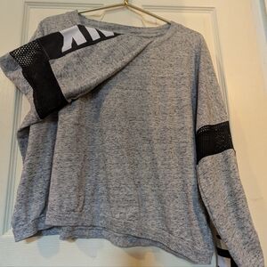 PINK Victoria's Secret Heather Gray Top with Black and White Accents